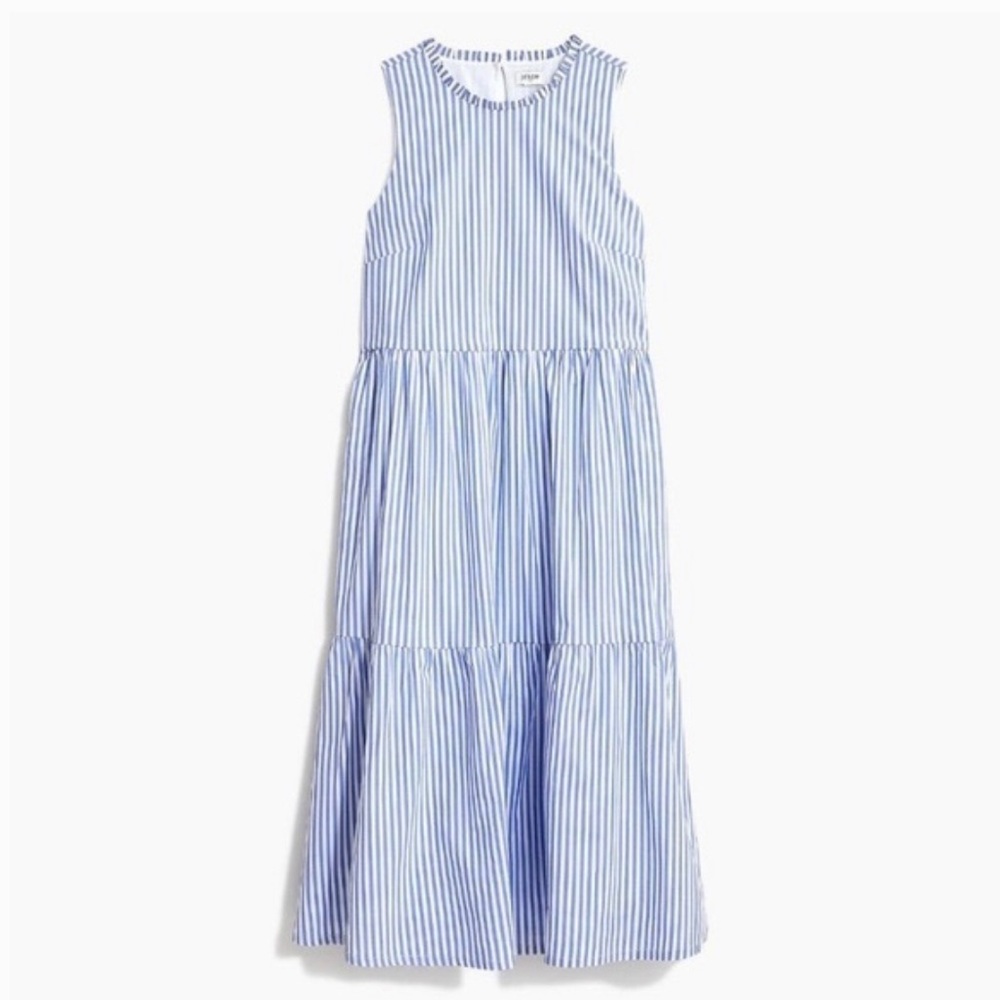 J Crew Striped Cotton Sleeveless Tiered Dress size 0
